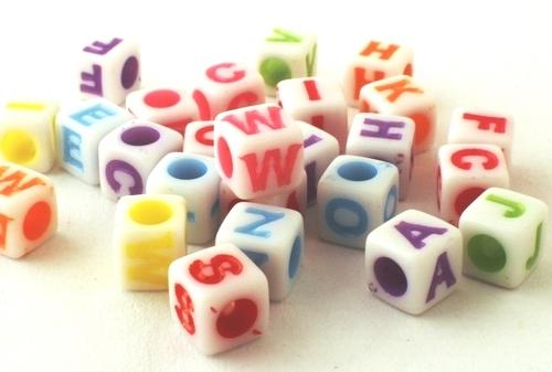 200 Letter Cube Pony Beads - Red, Yellow, Blue & Green