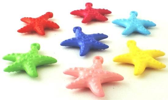 10 Large Mixed Starfish Pony Beads - Fantastic Colours!