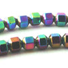 140 Tiny 3mm Sleek Aurora Borealis Hexagonal Cube Beads