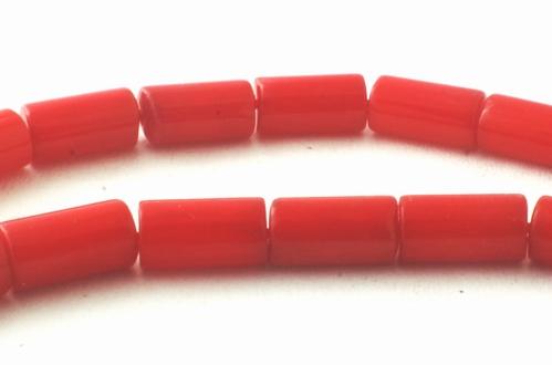 51 Rosewood-Red Coral Tube Beads - 8mm x 4mm