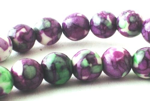 Lavender & Green Rain Flower Viewing Stone Beads - 6mm