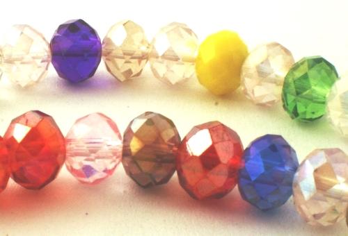 Sparkling Faceted Rainbow Crystal Diamond Beads - 8mm x 6mm