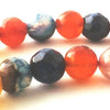 Shiny Golden Summer-Orange & Blue Faceted 8mm Agate Beads