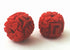 2 Deep-Red Carved Drum Cinnabar Beads