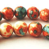 Orange & Green Rainflower Vieweing Stone 8mm Beads