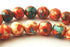 Orange & Green Rainflower Vieweing Stone 8mm Beads
