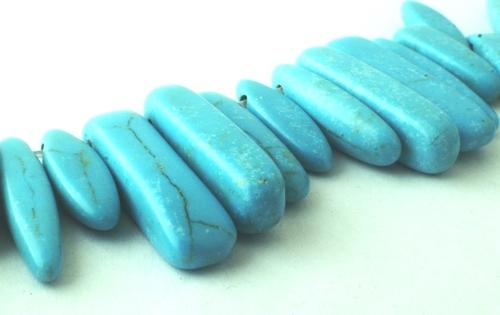 70 Large 22mm Top-Drill Blue Turquoise Icicle Beads - Unusual!