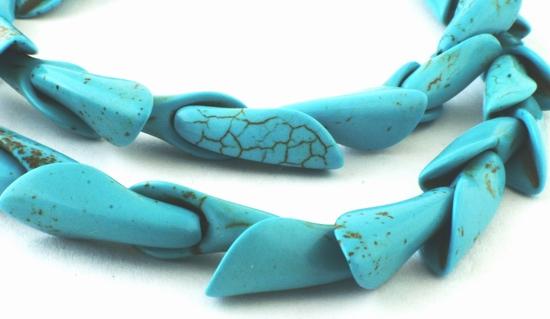 44 Calla Lily Petal Blue Howlite Turquoise Beads - 19mm x 7mm