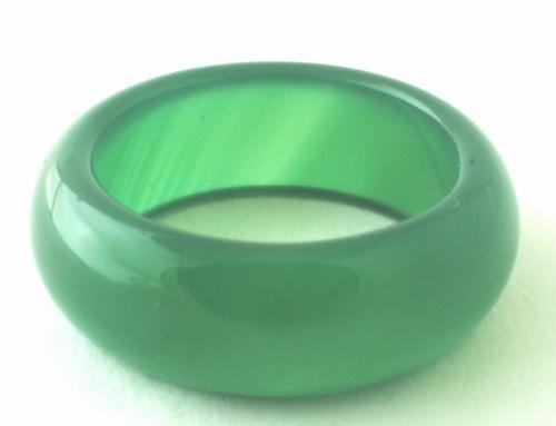 Large Chunky Forest Green Agate Ring - 8mm wide