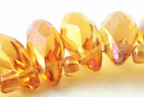48 Sparkling Faceted Golden Yellow Teardrop Crystal TopDrill Beads