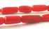 Shiny Red Coral Barrel Tube Beads - 13mm x 5mm