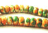 100 Bright Orange & Green Rain Flower Viewing Stone Rondelle Beads