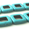 21 Large 20mm Blue Turquoise Square Frame Beads - Unusual!