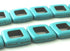 21 Large 20mm Blue Turquoise Square Frame Beads - Unusual!