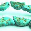 26 Unusual Carved Half-Moon Aqua-Blue Turquoise Beads