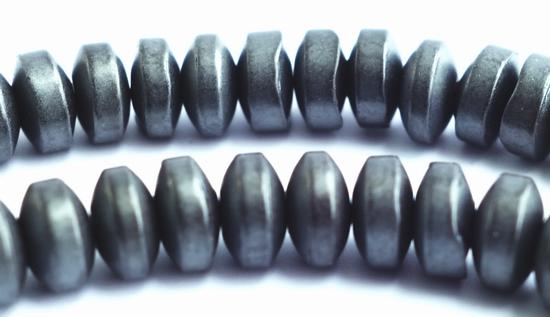 175 Frosted Matte Ash-Grey Hematite Rondelle Beads