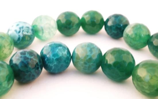 Large Bold 12mm Faceted Forest Green Agate Beads