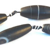 Gorgeous Matte Black Banded Agate Barrel Beads - Long 41mm