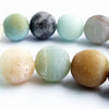 Spring-Green Black Mixed Matte Amazonite Beads - 6mm, 8mm or 10mm