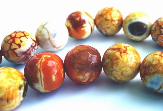 31 Large Magnificent 12mm Faceted Golden-Yellow Crab Fire Agate Beads