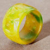 Chunky Chinese Carved Yellow & Green Jade Ring