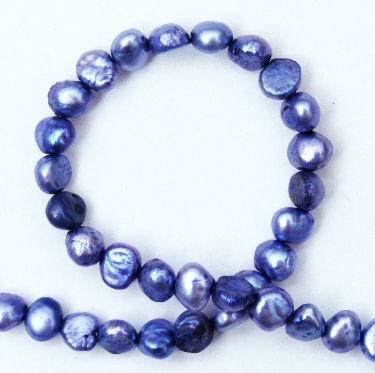 Gleaming Deep Ocean Blue Biwa Pearls - 4mm