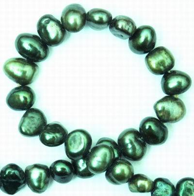 Oriental Emerald Green 5mm Biwa Pearls