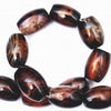 Unusual Dzi Agate Barrel Beads - 13 x 10mm