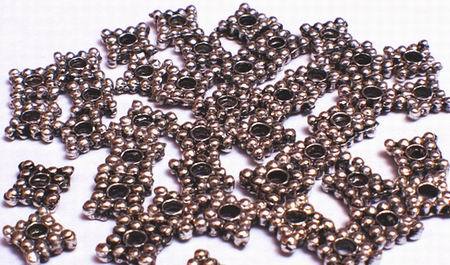 100 Victorian Square Silver Bead Spacers