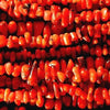 Shapely Hot Red Coral Beads - 11mm x 4mm