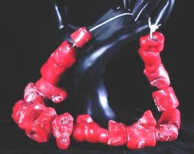Big Red Sea Bamboo Coral Bead String Heavy!