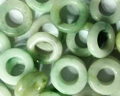 Sleek Chinese Jade Ring Beads - 20 x 10mm