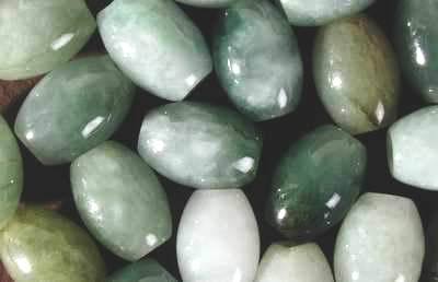 25 x 12mm Natural Oval Chinese Jade Beads