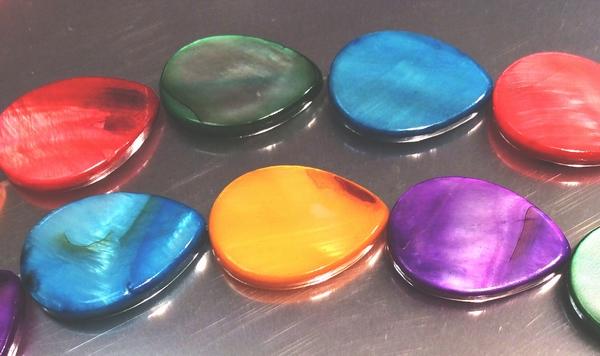 Mixed Colour Flat Teardrop Briolette Shell Beads