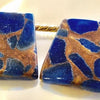 14 Amazing Cleopatra Blue & Gold Trapezoid Mosaic Lapis Beads