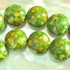 25 Large Mosaic Apple Green Turquoise 16mm Puff Button Beads