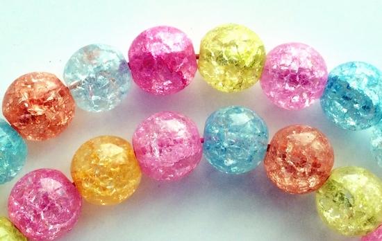 Mixed Colour Crackle Crystal Rainbow Beads - 6mm or 8mm