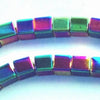 2mm Sparkling Purple & Green AB Hematite Cube Beads