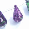 23 Purple & Green Rainflower Viewing Stone Large Teardrop Beads