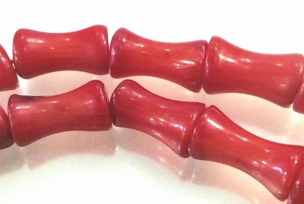 48 Red Coral Hour-Glass Beads - 8mm x 4mm