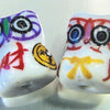 4 Porcelain Chinese Owl Beads - Unusual