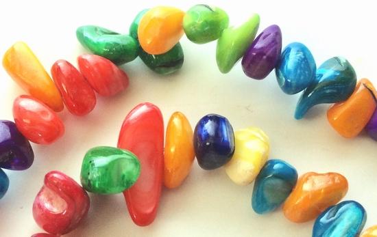 Colourful Rainbow MOP Shell Nugget Beads - Long 30-inch String