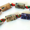 27 Enticing Teal-Blue, Brown & Lavender Agate Tube Beads