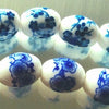 32 Porcelain 10mm Flower Painted Barrel Beads