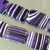 22 Purple, Black & White Striped Zebra Calsilica Pillow Beads