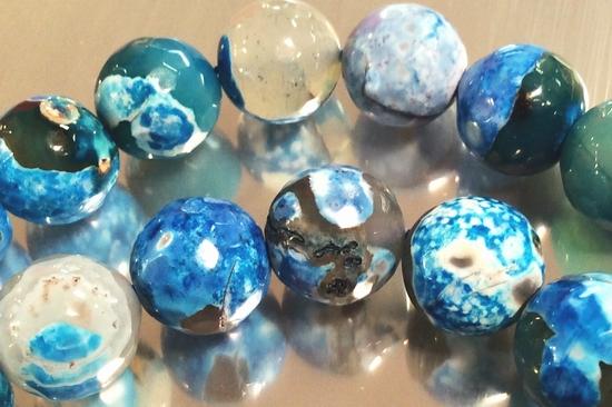 Enchanting Faceted Egyptian Blue Agate Beads -12mm
