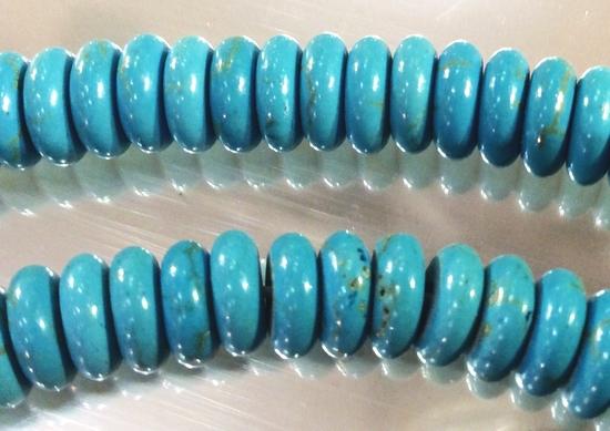 124 Tiffany-Blue Howlite Disc Rondelle Beads - 8mm