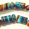 Neon Blue & Brown Calsilica Tubes With Matching Rondelles