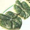 3 Large Moss-Green Carved Jasper Leaf Beads - Unusual!