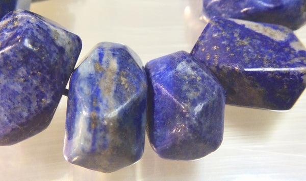 Natural Blue Lapis Faceted Nugget Beads - Heavy